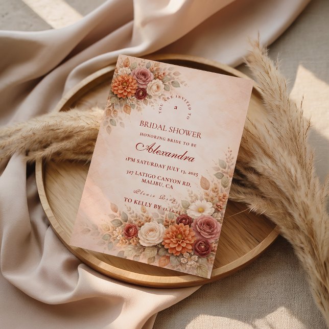 Invitation Mariage classique de fleurs d'automne (Créateur téléchargé)