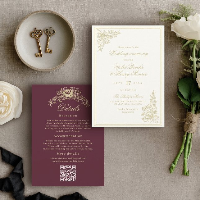 Invitation Mariage Classique de Jardin avec Tous les Détails (Créateur téléchargé)