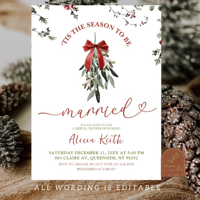 Invitation Mariage classique de Noël sous le gui (Créateur téléchargé)