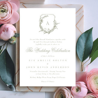 Invitation mariage classique de poitrine feuillu sauge vert m