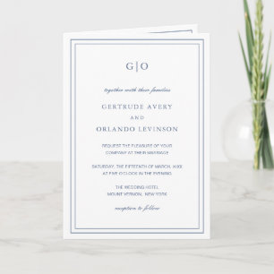 Invitation Mariage classique Dusty Blue élégant