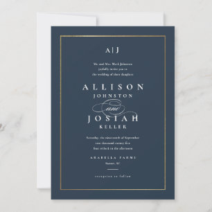 Invitation Mariage Classique Élégant en Or