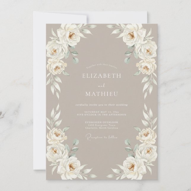 Invitation Mariage Classique Élégant Fauve (Devant)