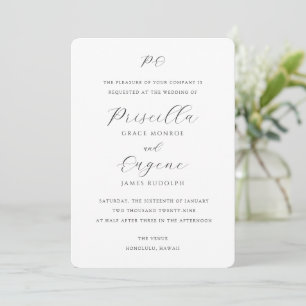 Invitation Mariage Classique Élégant Monogramme