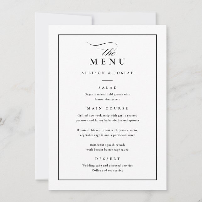 Invitation Mariage Classique Élégant Noir et Blanc (Devant)