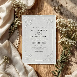 Invitation Mariage Classique Élégant Orné avec Embossage