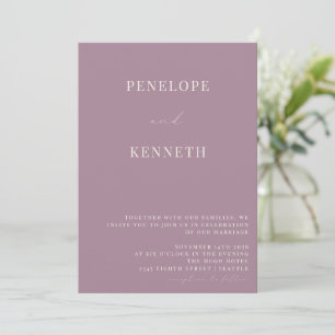 Invitation Mariage Classique Élégant Poussiéreux Violet Écrit
