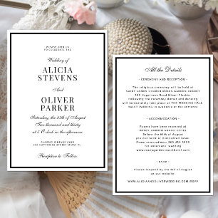 Invitation Mariage classique formel minimal noir et blanc