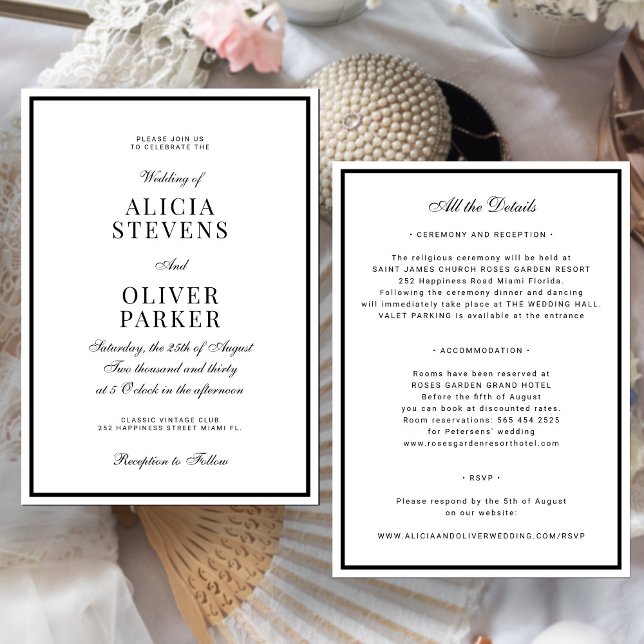 Invitation Mariage classique formel minimal noir et blanc (Créateur téléchargé)