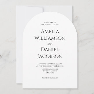 Invitation Mariage Classique Formel Noir Blanc Arch Typograph