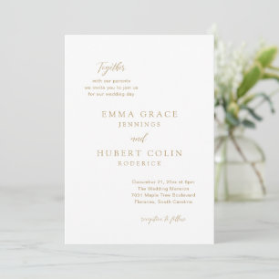 Invitation Mariage classique Gold élégant