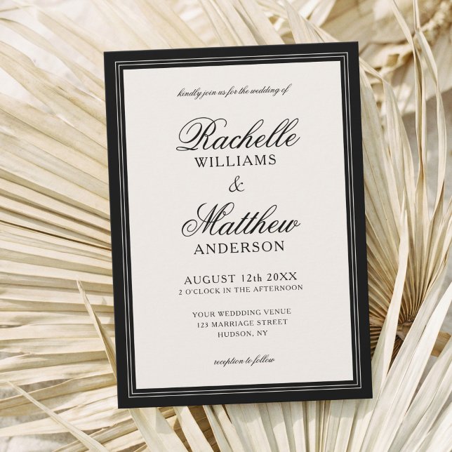 Invitation Mariage Classique Ivoire Ancienne Fortune (Créateur téléchargé)
