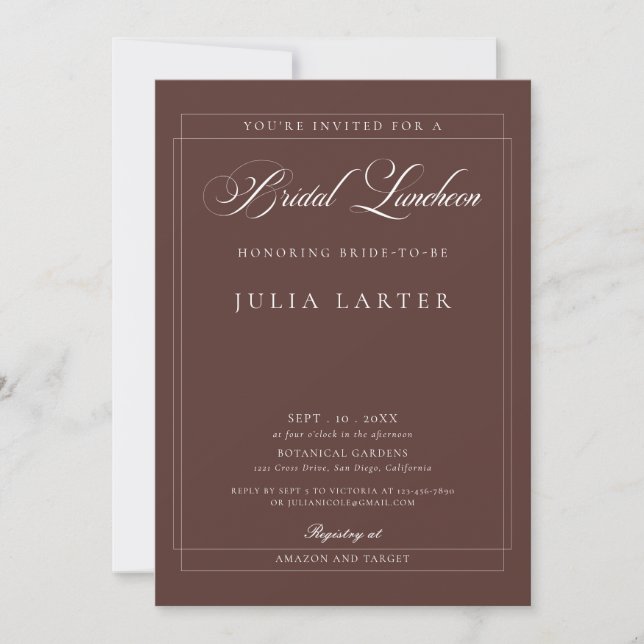Invitation Mariage classique ivoire brun calligraphie déjeune (Devant)