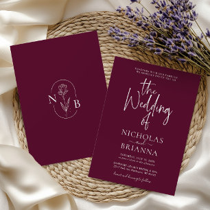 Invitation Mariage Classique Minimaliste Moderne Bourgogne