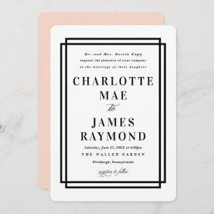 Invitation Mariage classique noir à cadre simple