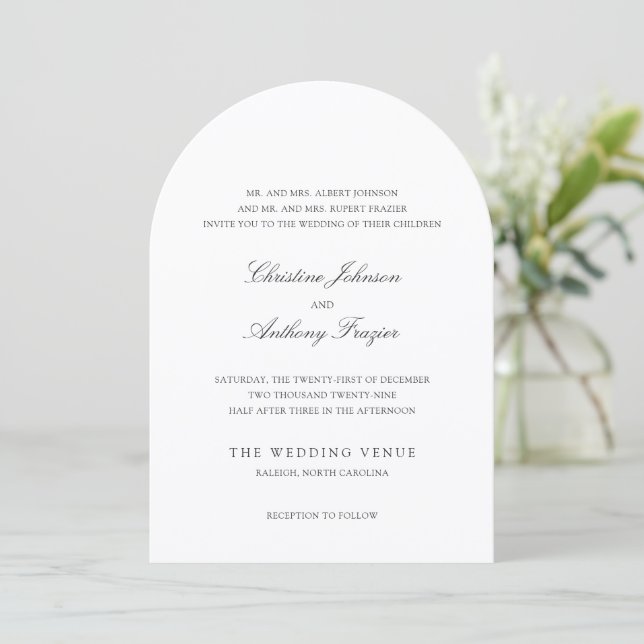 Invitation Mariage Classique Noir et Blanc à l'ancienne (Debout devant)