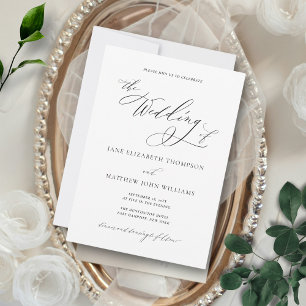 Invitation Mariage classique noir et blanc simple