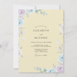Invitation Mariage Classique Pétale de Pervenche au Beurre