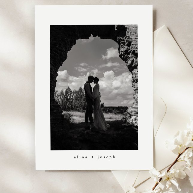 Invitation Mariage Classique Photo Noir Élégant Moderne (Créateur téléchargé)