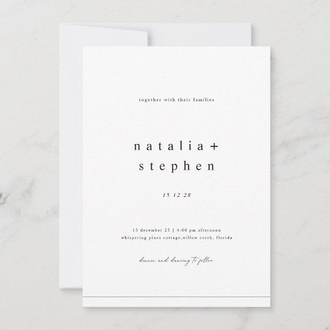 Invitation Mariage Classique Photo Noir Élégant Moderne (Dos)