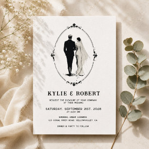 Invitation Mariage Classique Romantique Ancien Monde Vintage