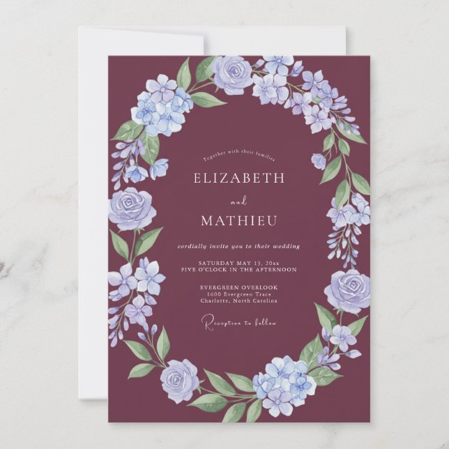 Invitation Mariage Classique Royal Bourgogne (Devant)