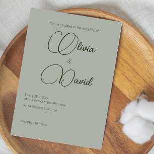Invitation Mariage classique Sage vert
