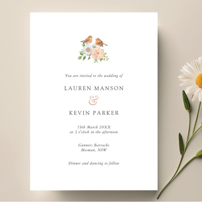 Invitation Mariage classique simple d'oiseaux d'amour (Créateur téléchargé)