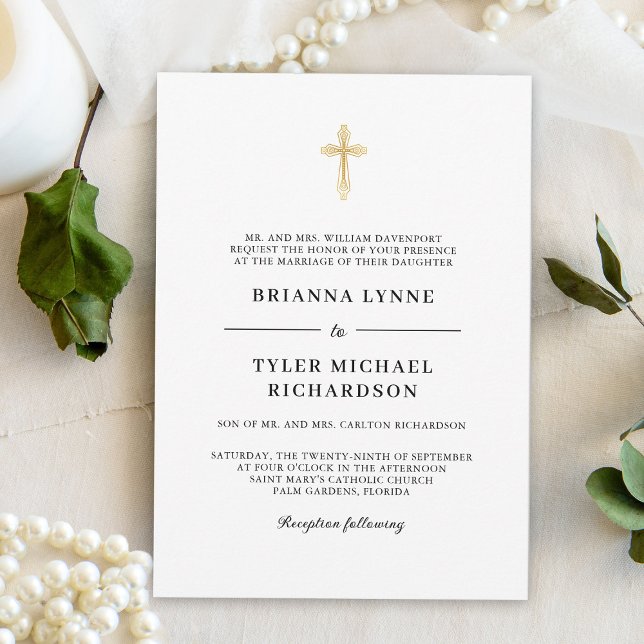 Invitation Mariage Classique Simple Élégant Croix Chrétienne (Créateur téléchargé)