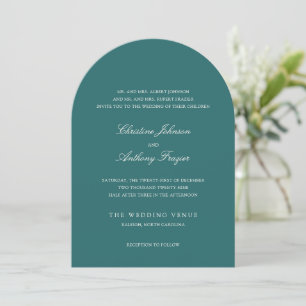 Invitation Mariage Classique Teal Ancien Argent