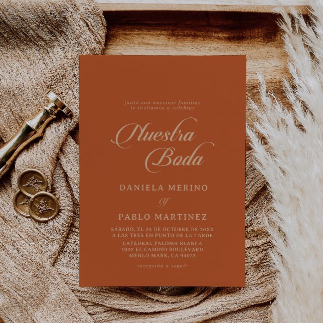 Invitation Mariage Classique Terracotta Nuestra Boda (Créateur téléchargé)