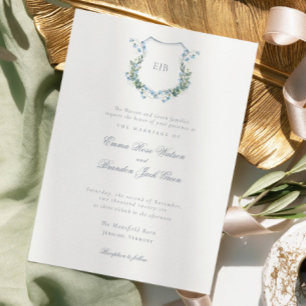 Invitation Mariage classique traditionnel au blason vintage