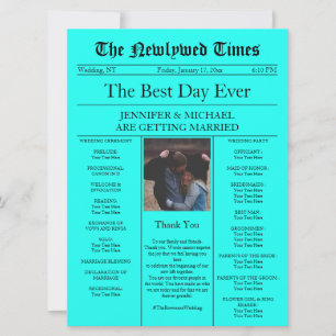 Invitation Mariage Classique Traditionnel Journal Teal
