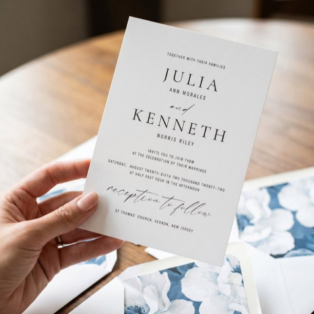 Invitation Mariage Classique Traditionnel Noir et Blanc (Créateur téléchargé)