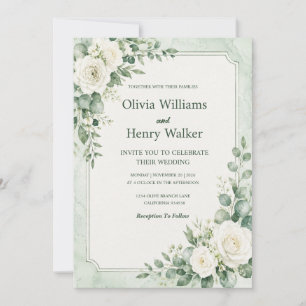 Invitation Mariage Classique Vert Menthe