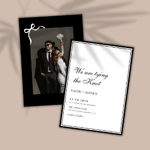 Invitation Mariage Classique Vieille Fortune Photo Noir & Bla