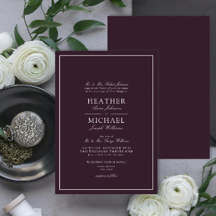 Invitation Mariage classique violet traditionnel