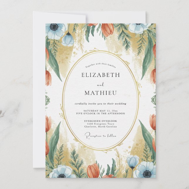 Invitation Mariage Clay Azure Poppy (Devant)