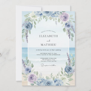 Invitation Mariage Coastal aux Pétales de Pervenche