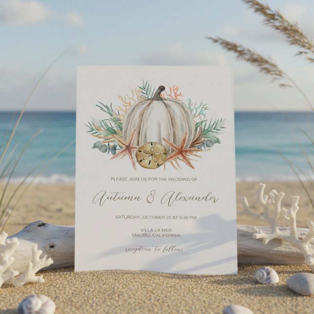Invitation Mariage Coastal Fall Pumpkin & Seashells  (Créateur téléchargé)