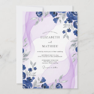 Invitation Mariage Cobalt Lilas Pétales