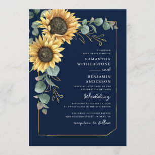 Invitation Mariage Code QR Aquarelle Tournesol Floral