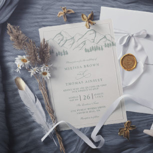 Invitation Mariage Code QR Arbre de Pin de Montagne Vert Saug
