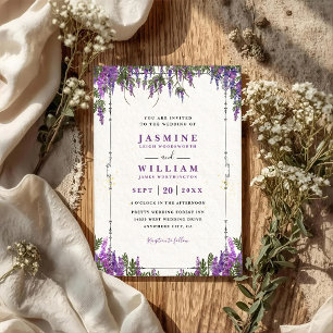 Invitation Mariage code QR budget aquarelle violet lavande