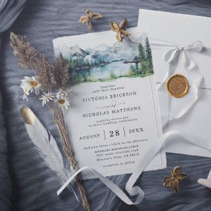 Invitation Mariage Code QR Budget Forêt Montagne Rustique