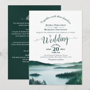 Invitation Mariage Code QR Calligraphie Élégante Lac de Monta