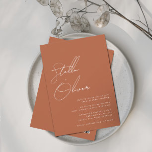 Invitation Mariage Code QR Calligraphie Terracotta Rustique