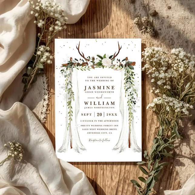 Invitation Mariage Code QR Chic Élégant Floral Canopy Boho (Créateur téléchargé)