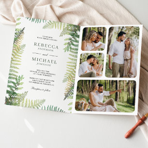 Invitation Mariage Code QR Collage Photo de Fougères Vertes L