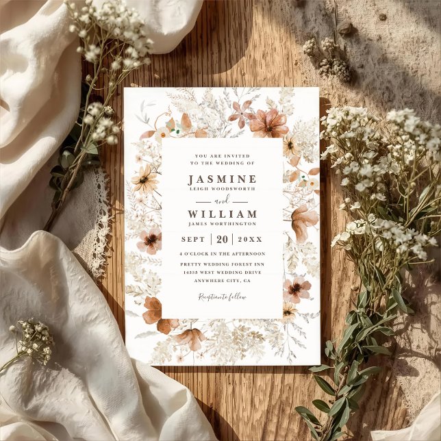 Invitation Mariage code QR de fleurs sauvages de jardin bohèm (Créateur téléchargé)